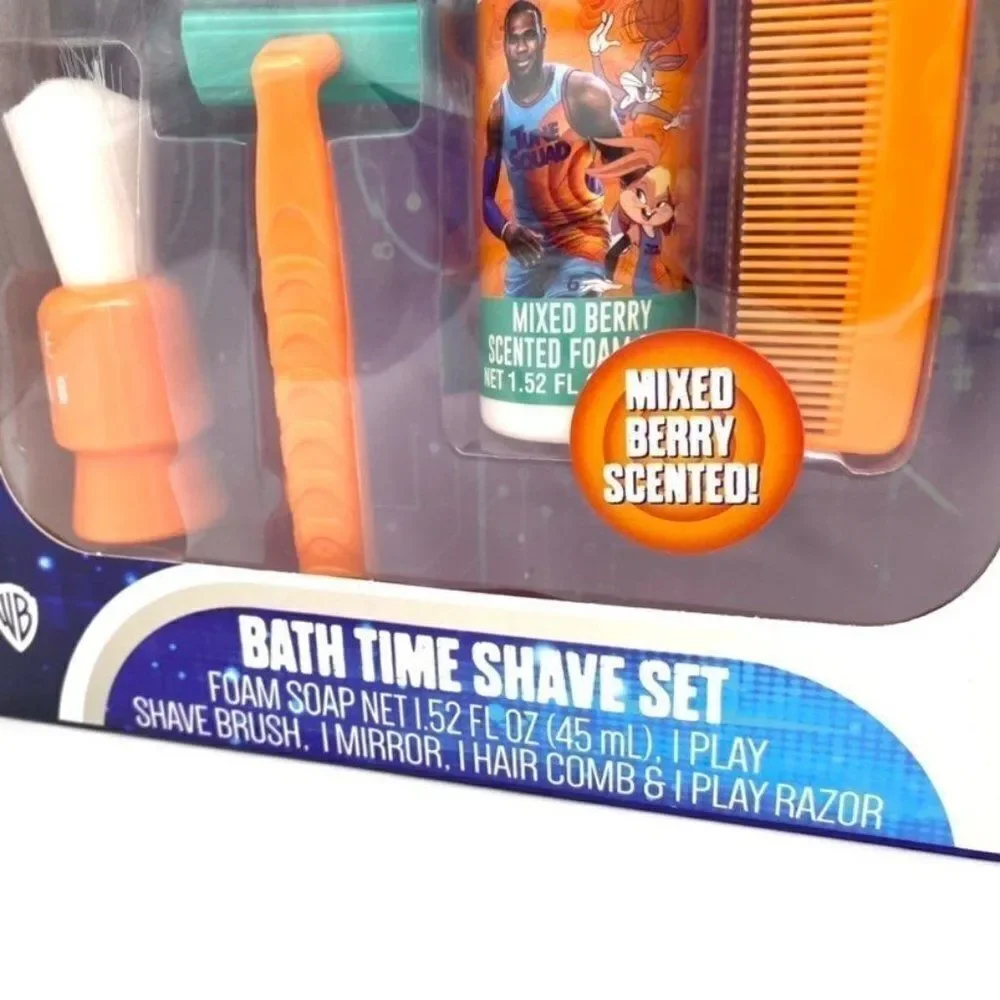 Space Jam Kids Bath Time Shave Set Soap Mirror Razor Brush Comb
